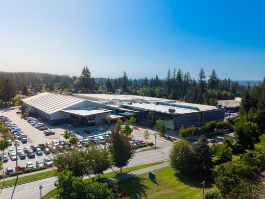 Aerial view of the Poirier Sport and Leisure Complex