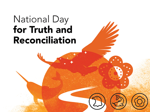 An orange graphic that s represents National Day of Truth and Reconciliation