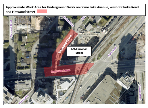 Location Map - Approximate Work Area - Como Lake Avenue, West of Clarke Road and Elmwood Street