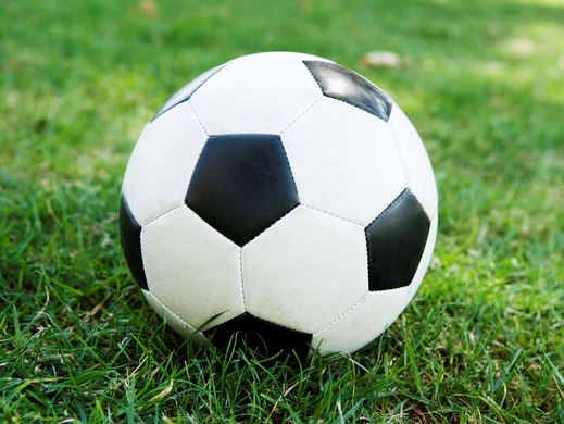 Soccer ball on grass.