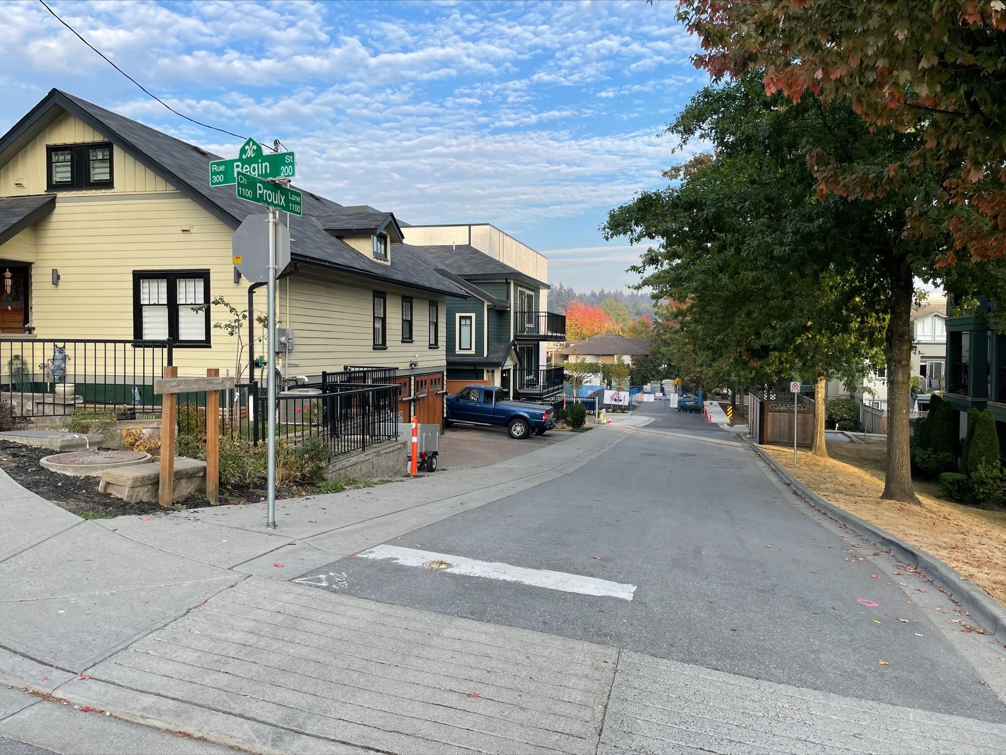 Picture of the Begin St. and Proulx Lane Street Signs