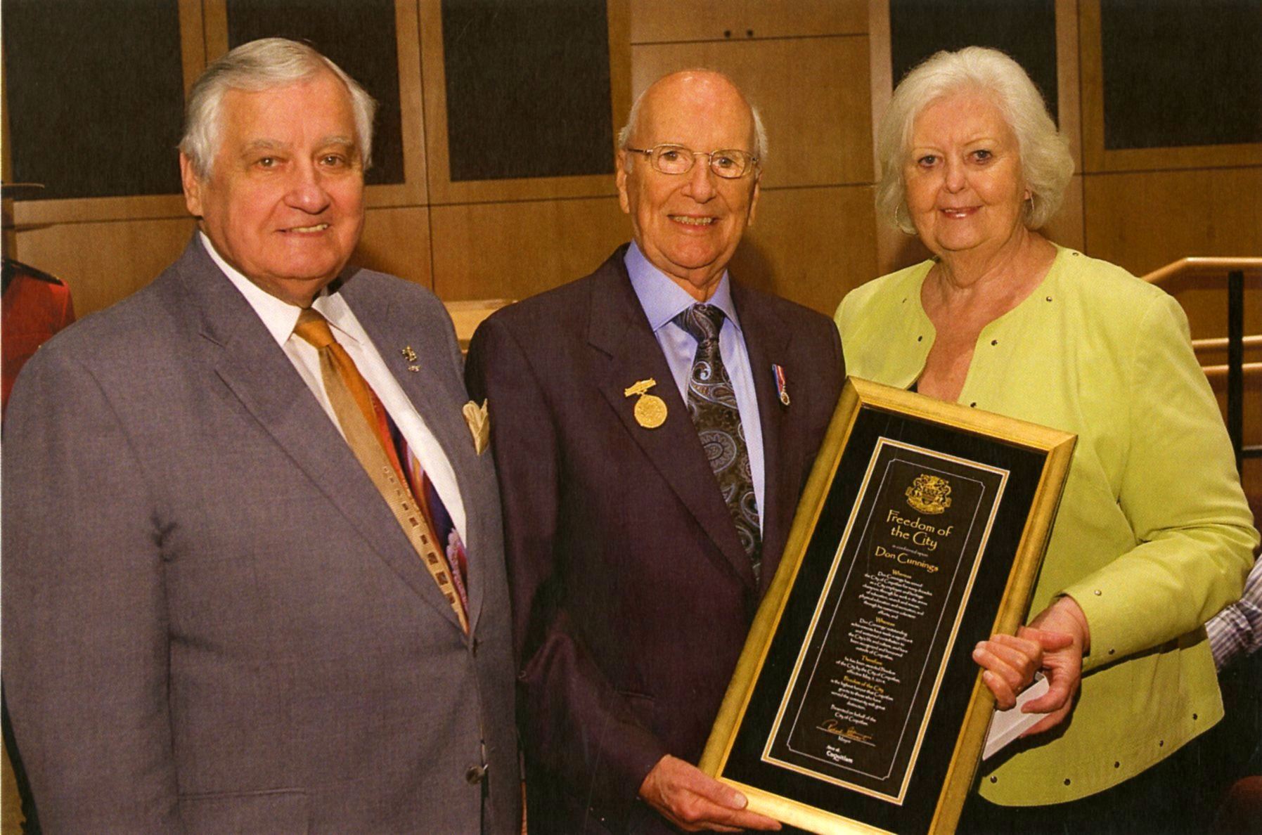 Presentation of the Freedom of the City Award to Don Cunnings by Mayor Lou Sekora.