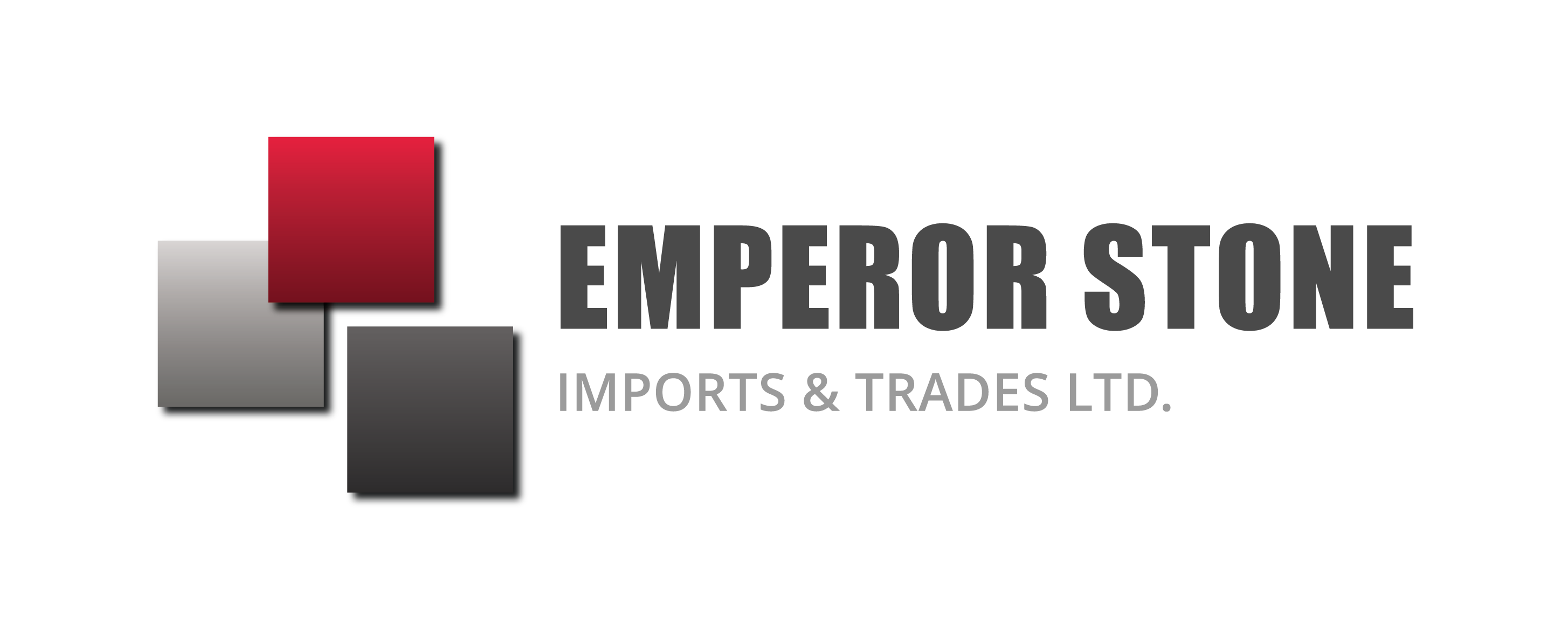 Emperor Stone Logo featuring the name and two small squares black and red in colour.