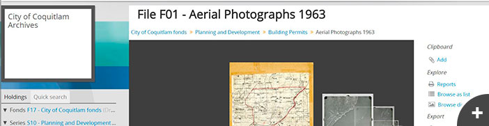 Aerial Photographs on Quest, the City of Coquitlam's Online Search Portal