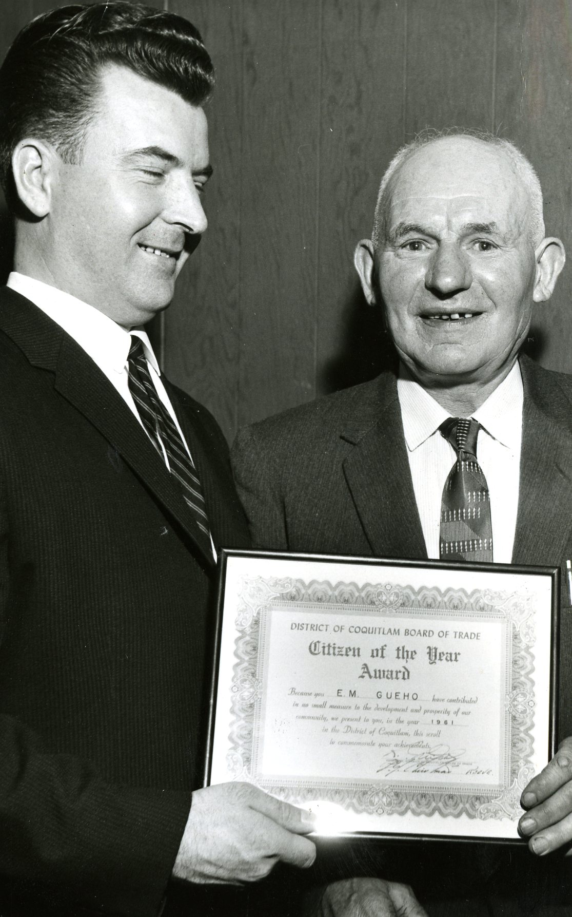 E.M. (Manny) Gueho Receives His Citizen of the Year Award, 1961 (JPG) Opens in new window